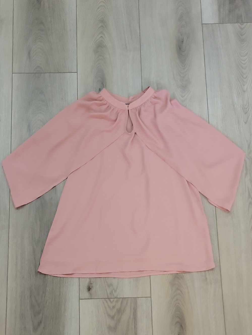 Patrizia Luca Blush Pink Keyhole Draped Blouse
